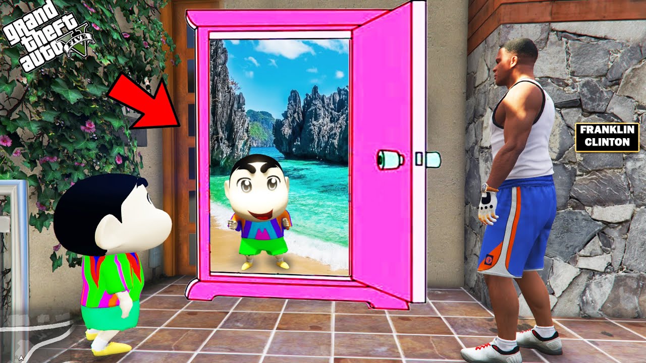 GTA 5 : Franklin & Shinchan Get Anywhere Door Outside Their House In GTA 5 ! (GTA 5 Mods)