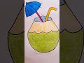 Coconut 🥥 water drawing/Green coconut drawing/How to draw coconut water step by step/Easy drawing