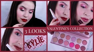3 LOOKS KYLIE COSMETICS VALENTINE'S DAY COLLECTION 2019 EYESHADOW PALETTE 3 LOOKS MAKEUP TUTORIAL