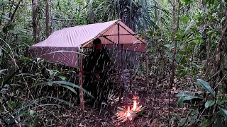 2 Hari Solo Cing di Hutan Hujan Deras Sepanjang Malam Membangun Rangka Shelter