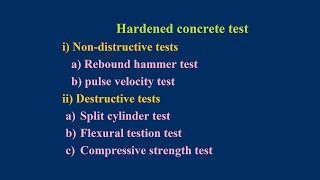 Tests ON Hardened concrete