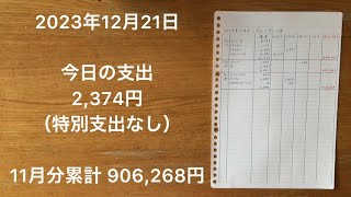 【家計簿】2023年12月21日 今日の支出/近頃、うちの中を体長５センチ（足の長さ含む）のクモがウロウロしていて、心臓に悪いです。/でも、人間にとっては益虫らしいです。