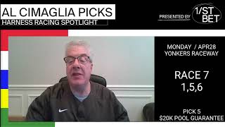 Al Cimaglia: Yonkers Raceway Harness Picks | Monday, April 28, 2025