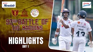 Highlights - Ananda College vs Nalanda College | 93rd Battle of the Maroons - Day 1