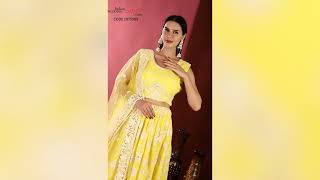 Georgette Mehendi Sangeet Lehenga in Yellow with Resham work-1875989