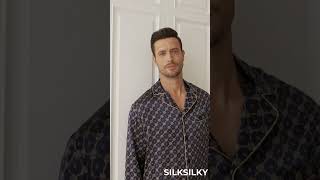 SILKSILKY - Pure Silk Printed Lapel Men's Pajamas