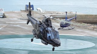 Helicopters action _ Agusta A109 \u0026 Robinson R44 takeoff and landing at Barcelona | #helicopter