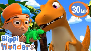 Blippi Wonders - Blippi Meets A Dinosaur + More! | Blippi Animated Series | Kids