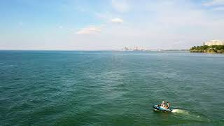 Aerial Lake Erie Cleveland Ohio Drone Footage