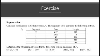 Segmentation Solved Exercises in Operating Systems