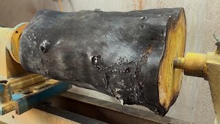 Amazing Skill Woodturning || Genius carpenter 'speechless' when restoring burnt jackfruit tree stump