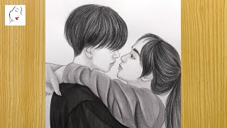 How to draw a Couple Drawing || valentine couple pencil drawing sketch || Girl And Boy Drawing