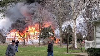 Flames erupt from home in Mendon