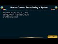 How to Convert Set to String in Python
