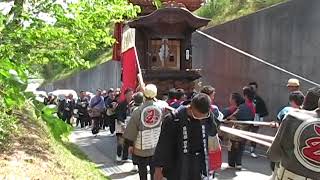 2018／4／13金曜　長尾部　山車祭り曳初め 玉貫区　秋葉神社向かう道中の登坂