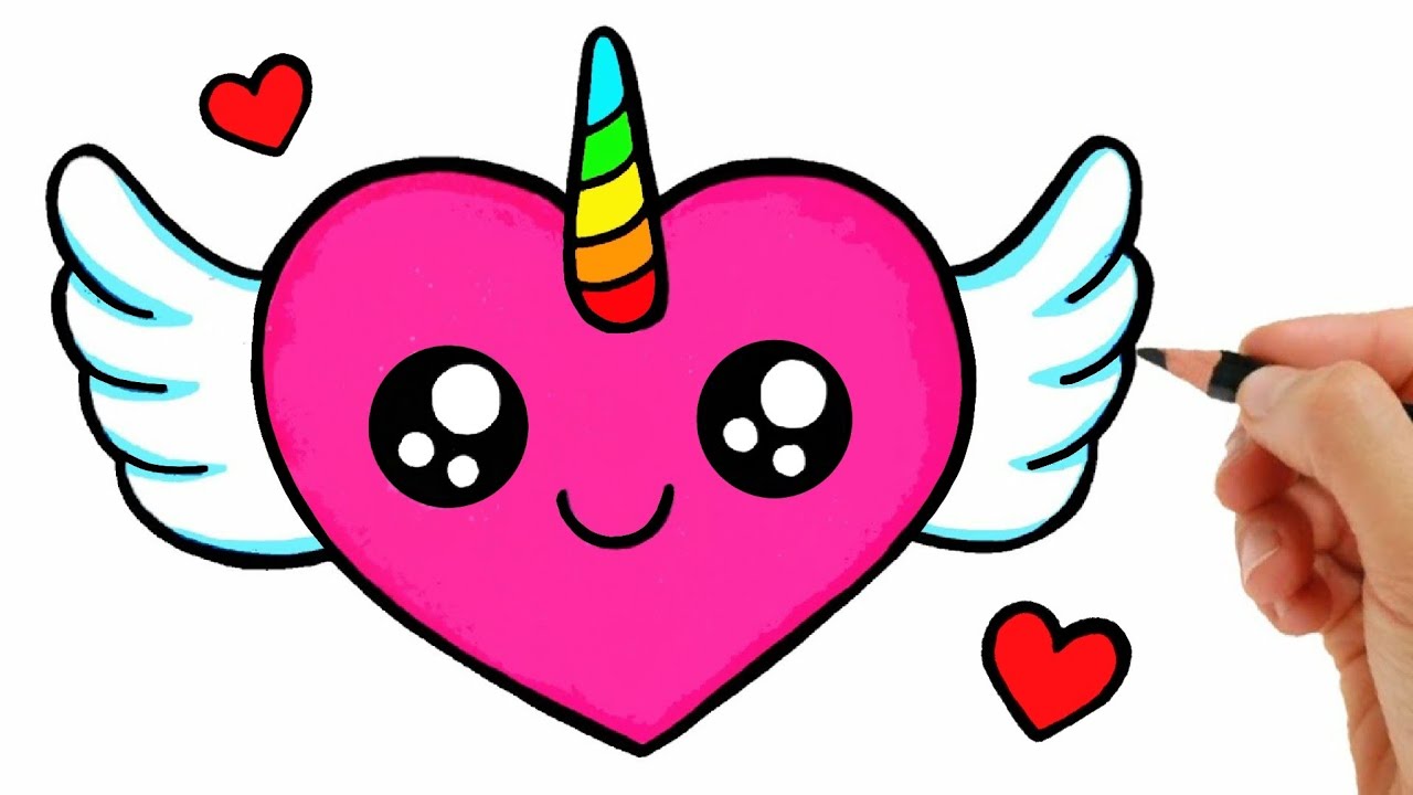 HOW TO DRAW A HEART WITH WINGS EASY - DRAWING A CUTE HEART