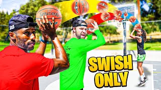 SWISHES ONLY Shooting Challenge!! w/ Harlem Globetrotters & Body Builder!