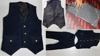 V Shape jacket cutting and stitching / 3 से 4 साल के बच्चे के लिए V शेप जैकेट बनाना सीखें