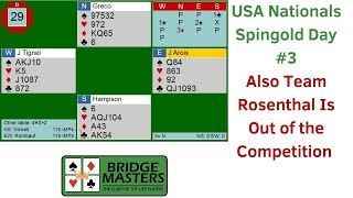 Spingold Cup Day 3. Also Rosenthal is shockingly out of the team competion #bridge #competition