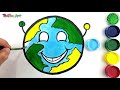 let s color and draw planet earth glitter art