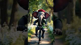 An elephant happily cycling along a peaceful village road. #shorts #elephant #animals