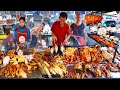 Massive evening street food, amazing street cooking scenes, Cambodian street food tour