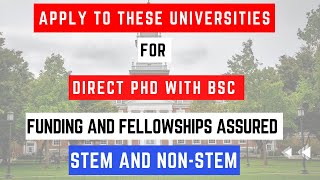 Apply to these Universities for a Direct PhD with BSc with assured funding | Direct PhD with BSc