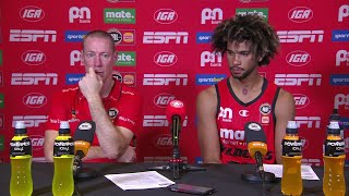 John Rillie and Keanu Pinder press conference vs Cairns Taipans - Round 18, NBL25