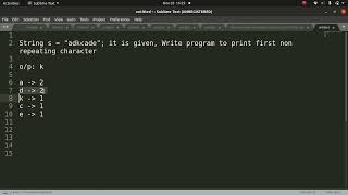 Java Program for printing First Non Repeating character in a given string