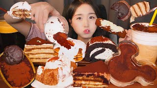 CHEWY, MOIST AND STICKY DESSERT🍰 TIRAMISU CAKE ASMR MUKBANG L STARBUCKS CHOCOLATE BREAD