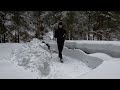 bushcraft deep snow camping winter survival shelter swedish torch asmr