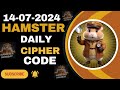 14 July Hamster Kombat Daily Cipher Codes | Daily Cipher Hamster Kombat Today