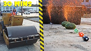 Roller Crushing Things | Road roller rolling over objects