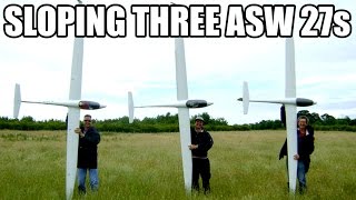 slope soaring three ASW 27s