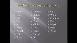 python - 3 Reserve Keyword