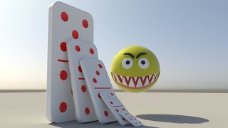 Pacman Vs Big Domino effect simulation