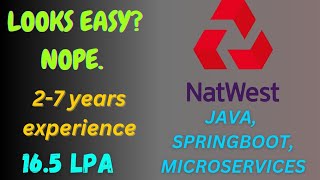 🔔 NatWest Interview Experience | 3-7 Years | Java | Spring Boot | Microservices | Java 8