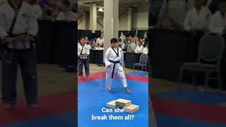 Can she break them all? Taekwondo Breaking #shorts #taekwondo