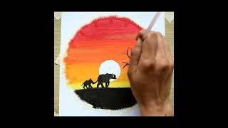 Sunset scenery drawing with oil pastel #shrts #funcrafts