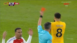 João Gomes RED CARD | Wolves vs Arsenal 0-0 Highlights | Premier League 2024/25