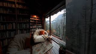 Is This the Ultimate Cozy Cabin Reading Nook? Rain, Books, \u0026 Forest Views!  #cozy #cozylivingroom