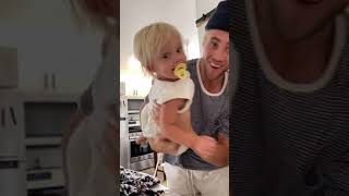 I can't pick up my baby so my husband does this every time he wakes up #shorts