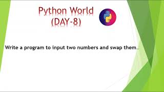 Write a program to input two numbers and swap them..... #python #education