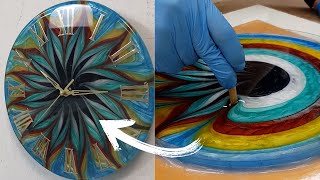 Flower Effect and Gold Details - Epoxy Resin Clock