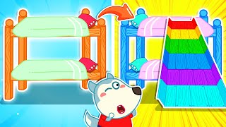 Making Rainbow Slide on Bunk Bed with Lycan 🐺 Cartoons for Kids | LYCAN - Arabic