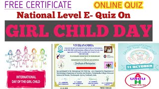 National Girl Child Day || Girl Child Day Online Quiz || Free Certificate