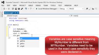 Visual C++ Tutorial 3 - Introduction to Variables
