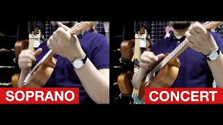 Soprano vs Concert Ukelele 🎸 Sound TEST by Vladilele. Flight NUS310 and NUC310