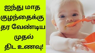 How to introduce solid food to 5 months baby?/first baby food குழந்தைக்கு தர வேண்டிய முதல் திட உணவு!