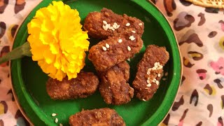 Baked Gur Para Recipe With Wheat Jaggery in Airfryer